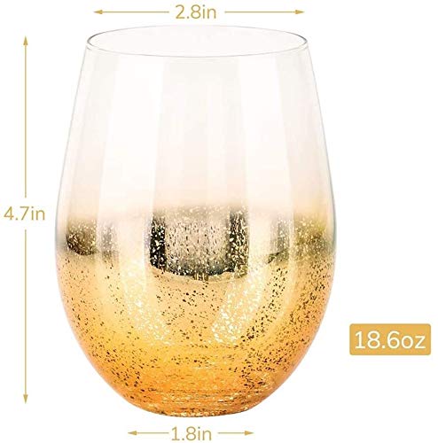 SYZHIWUJIA Glas, 18,6 oz Cocktail-Gläser Set von 4 Biergläser goldene glänzende Trinkgläser Getränke Tumbler für… – Bild 2