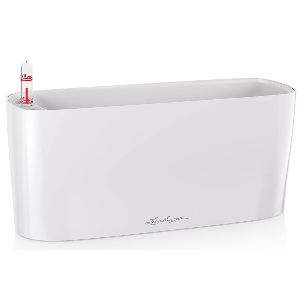 LECHUZA Self Watering Plant Pots Indoor DELTA 10 Polypropylene Flower Window Box Small Herb Planter without Drainage Hole D35 H30 cm White High-Gloss