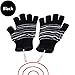 DECVO USB 2.0 Powered Stripes Heating Pattern Knitting Wool Heated Gloves Fingerless Hands Warmer Mittens Laptop Computer Warm Gloves for Women Men Girls Boys (Black)