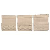 Woman Underwear 3 Rows Hooks Stretchy Bra Strap Extender Beige 3 Pcs