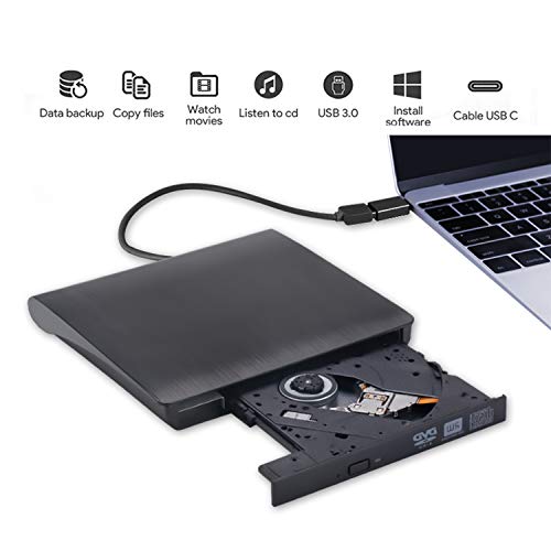 Guamar External CD DVD Drive USB3.0 USB C Superdrive External CD DVD+/- RW Burner Writer Optical Drive Compatible with Mac/MacBook Pro/Air/iMac/Laptop/Windows Ten - Thumbnail 2