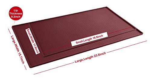 PetCee Dog Mats for Food,FDA Grade Silicone ,Large Dog Mat 15.7"x23.6"Pet Food Mat Dog Bowl Placemat (Dark Red) - Thumbnail 3