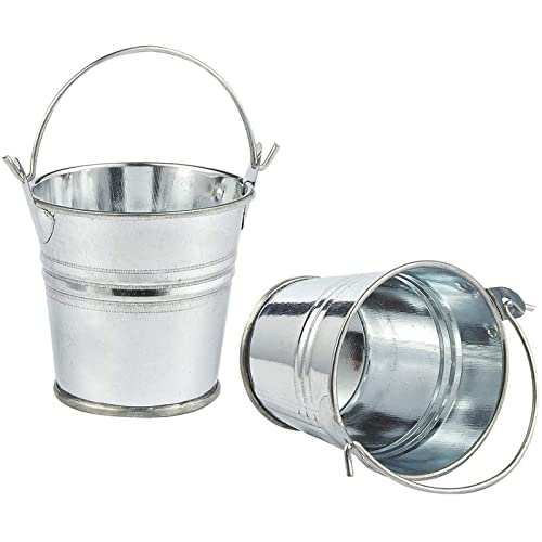 24 Pack Mini Metal Buckets with Handles for Party Favors, Small