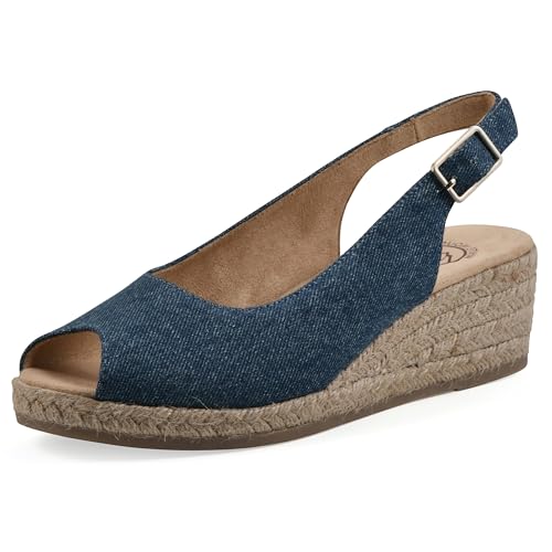 WHITE MOUNTAIN Women's Maize Sling-Back Mini-Heel Espadrille Sandal, Dk.Blue.De…