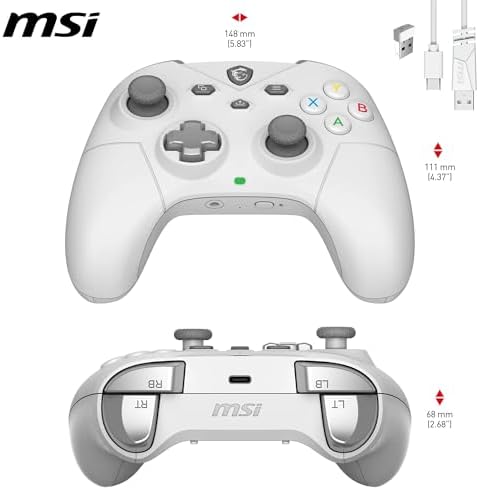 FORCE GC300 WIRELESS WHITE Mando inalámbrico para PC, 2.4 GHz, Bluetooth, USB Tipo-C a A, Batería de 20 horas, Cubiertas D-Pad intercambiables, Motores de vibración duales