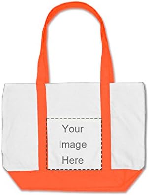 Custom Personalized White/Orange Impulse Tote Bag Design Your Own Photo Or Message Print Cotton Beach or Shopping Tote Bag