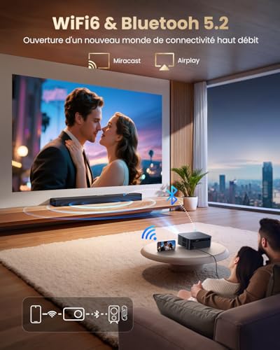 Projector 【1500 ANSI/Google TV】Netflix Including 4K Projector Support, Autofocus/Keystone Native 1080P Smart Full HD WiFi Bluetooth Projector with Remote Voice Control for Home Cinema