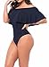 Women's One-Piece Sexy Bandage Ruffle Tops Bodysuits Gypsy Leotard Navy BLue L