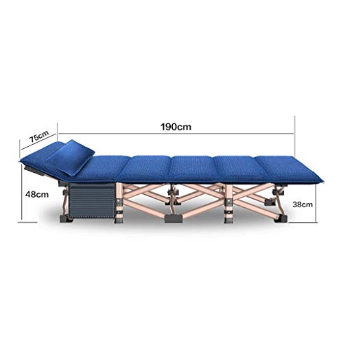 Portable Cot Camping Hammocks & Loungers Folding Camp Bed& Mattress Sets Pillow,PC Side Pocket, Breathable Oxford Cloth, Metal Structure,PE Bed Foot, Load Bearing 400 Kg, 190X75X41CM cots