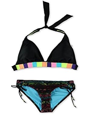 Jessica Simpson Womens Banded Hipster 2 Piece Bikini