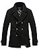Match Mens Wool Blend Classic Pea Coat Winter Coats(010, Black XX-Large)