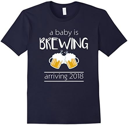 Mens A Baby is Brewing Arriving 2018 Pregnancy Announcement Shirt Large Navy