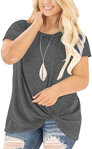 Women's Plus Size Knotted Tops Short Sleeve Tees Casual Tunics Blouses