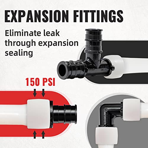 Snapklik.co : Poly Pex-A Expansion Tee Fitting 1\", F1960 Tee 1/2 Inch Expansion Barb...