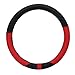 LotFancy Microfiber Leather Car Steering Wheel Cover, Universal 15 inch Fit for Car Truck, SUV, Breathable, Non-Slip Grip, Odorless, Black & Red