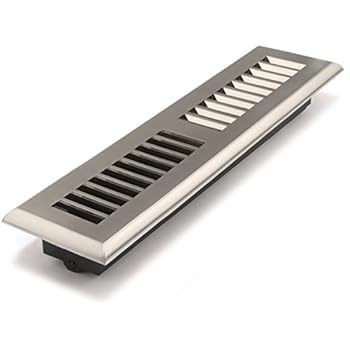 Accord APFRSNL212 Plastic Floor Register with Louvered Design, 2-Inch x 12-Inch(Duct Opening Measurements), Satin Nickel Finish