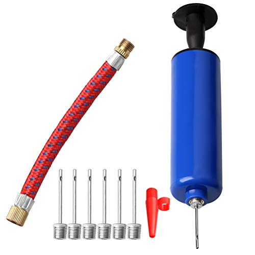 Color Scissor 6 Inches Ball Pump, Portable Hand Air Pump with 7 Pieces Ball Needle for Any Sports Ball Such As Basketball, Soccer, Volleyball, etc. Nozzles Included - Thumbnail 6