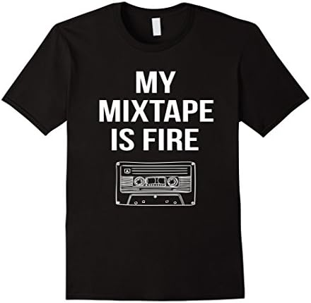 Men's My Mixtape Is Fire Shirt Audio Cassette Lovers Music Tee Small Black