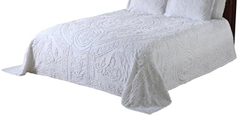 Beatrice Home Fashions 048986712258 Strallan Chenille Bedspread, King, White