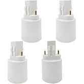 E-Simpo 2Pin Gx23 to E26/E27 Lamp Base Holder Socket Adapter, Refinded Gx23 to E26/e27 Bulb Base Converter CFL PL-S PL-C Bulb Holder Conversion Double Tab.2P in Parallel (4-Pack)