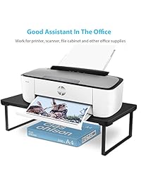 Saiji Classic   Mesa de soporte para monitor (18,1" espacio debajo del almacenamiento, 5" de altura desmontable, patas de mesa de aleación de flores, 33 libras de carga para iMac, escritorio de impresora, escritorios, ordenadores portátiles (neg