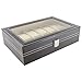 Science Purchase Large Watch Box with 12 Compartments, Black Faux Leather Display Case with Glass Top - Jewelry Organizer (13