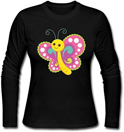 Butterfly Cartoon colorful Animal Women's Casual Long Sleeve Round Neck Loose T Shirt Tops