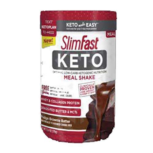 SlimFast Keto Fudge Brownie Batter Meal Replacement Powder, 13.4 Ounce - 2 per case.
