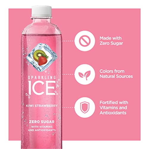 Sparkling Ice, Kiwi Strawberry Sparkling Water, with Antioxidants and