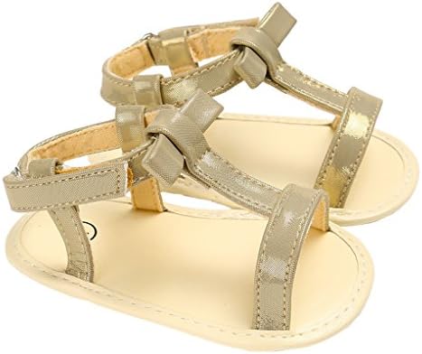 LINKEY Baby Girl Summer Open Toe T-Strap Flip Flops Ankle Strap Beach Sandals Crib Shoe Golden Size S