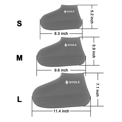 Sygile Small Size Premium Silicone Shoe & Boot Covers - Durable & Non-Slip, Non-Toxic, Water Resistant, Recyclable - for Medical, Construction, Workplace, Indoor Carpet Floor Protection - Gray