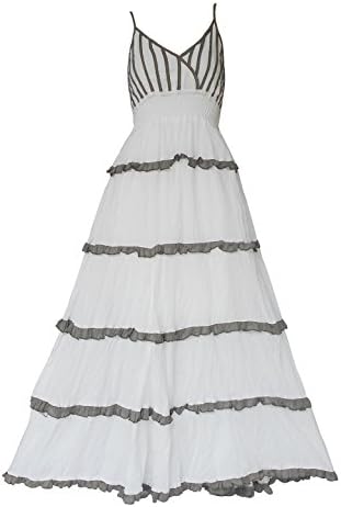 Bonya Women's Bohemian Maxi Ruffle Spaghetti Strap Dress - CS03