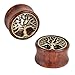 Oasis Plus Tree of Life Organic Wood Flesh Tunnels Double Flared Ear Stretcher Saddle Plugs Gauge 10mm 00g