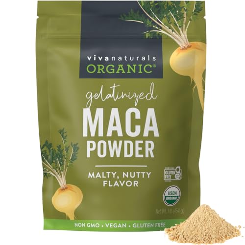Viva Naturals Organic Maca Powder, Gelatinized, 16 oz (1 lb) – Vegan, USDA Orga…