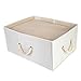 StorageWorks Extra Large Clothes Storage Bins, 55L Fabric Storage Baskets with Double-Open Lid and Divider Board, Closet Storage Organizers with Handles, Mixing of Beige, White & Ivory, 1-Pack