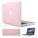 KEC MacBook Pro 13 Inch Case (2016, Touch Bar) Plastic Hard Shell Cover with KeyBoard Cover + Screen Protector 3 in 1 A1706 (Pale Pink)