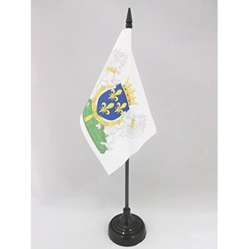AZ FLAG - Charles VI of France Coat of arms Table Flag 4'' x 6'' - French Kingdom Office Mini Banner 100% Polyester 15 x 10 cm - Mini Desk Flag with 10'' Pole and Black Plastic Base