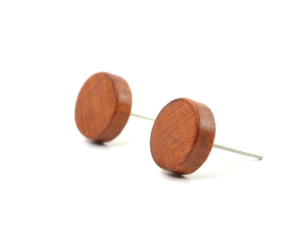 Plum Stud Earrings, Wood Earrings, Stud Earrings, Wooden