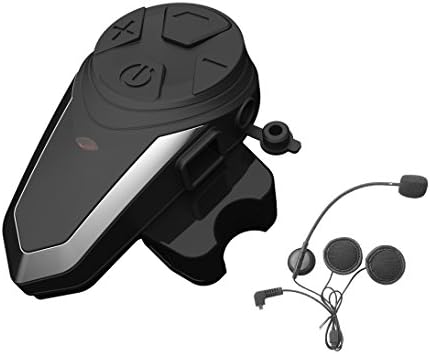 Enchicas 1 Pack x BT-S3 Waterproof Bluetooth Intercom Headset for Motorcycle Helmet 2 Rider (Range 1000M/MP3 Player/GPS/FM Radio/Waterproof)-Black