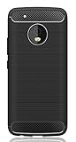 Moto G5 Plus Case,KUGI Soft Silicon Luxury Brushed Case with Texture Carbon Fiber Design Protection Cover for Motorola Moto G5 Plus 2017 Smartphone Black