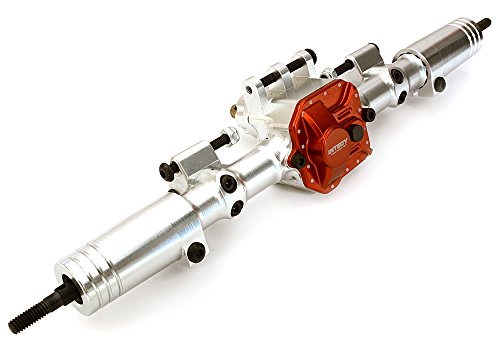 Integy RC Model Hop-ups C27214SILVERRED Billet Machined Complete Rear Axle Assembly w/ Internals for Axial 1/10 SCX10 II