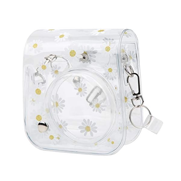 Sofortige Kameratasche, PVC-Kamera-Schutzhülle Daisy Transparente Sling Shell-Tasche mit Schultergurt für die Fujifilm Instax Mini 11/9/8 Kamera