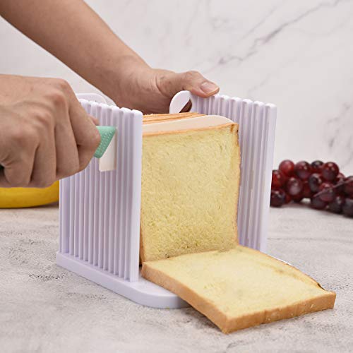 Bread Slicers for Homemade Bread,Bread Slicer,Bagel Slicer,Simple,Easy to Clean,Safe Materials,Mold,Handy,Bread Slicer Guide,White - Thumbnail 4