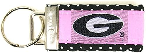Pink With Dots Georgia Bulldogs Ribbon Keychain