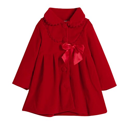 Tronet Baby Girls Coats Infant Toddler Kids Autumn Winter Cloak Jacket Overcoat Outfits for 1-6 Years Old (100(Aged 1-2 Years), Red)