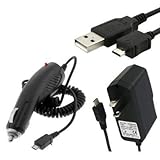 New Combo Rapid Car Charger + Home Wall Charger + USB Data Charge Sync Cable for Kyocera Hydro C5170(Boost Mobile)