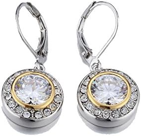 4031363 CZ Fashion Clear Cubic Zirconia CZ Earrings 2 Tone