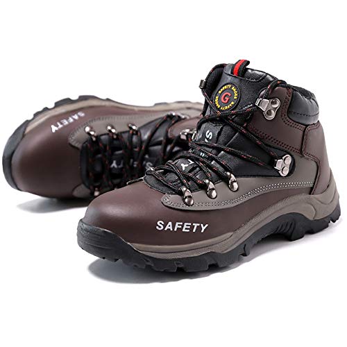 SUADEX Winter Safety Work Boots, Waterproof Steel Toe Cap Fur Lined Shoes, Industrial and Construction Hiking Sneakers, Brown 40 - Thumbnail 4