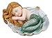 Ebros Under The Sea Baby Mermaid Sleeping On Oyster Shell Figurine Iridescent Green Tailed Mermaid Baby Sculpture