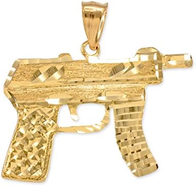 LA BLINGZ14k Gold AK-47 Machine Pistol Gun DC Pendant